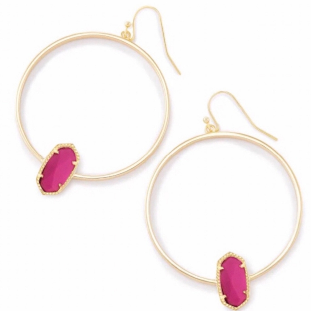NWOT Kendra Scott Elora Gold Magenta Earrings New - Picture 3 of 9